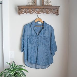 Cloth & Stone Spotted Chambray Top